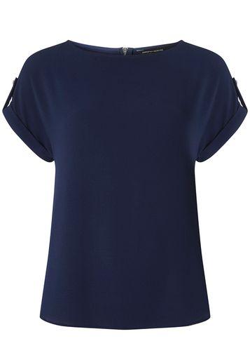 Dorothy Perkins Navy Button Sleeve Zip T-shirt