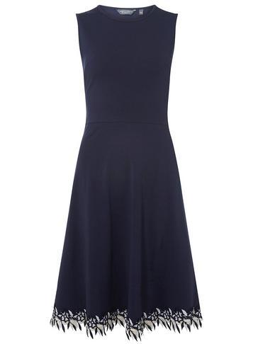 Dorothy Perkins *tall Navy Lace Hem Skater Dress