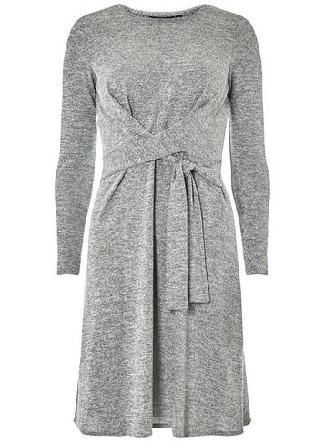 Dorothy Perkins Grey Knot Brushed Fit And Flare Dress