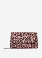 Dorothy Perkins Pink Leopard Print Ring Detail Clutch Bag