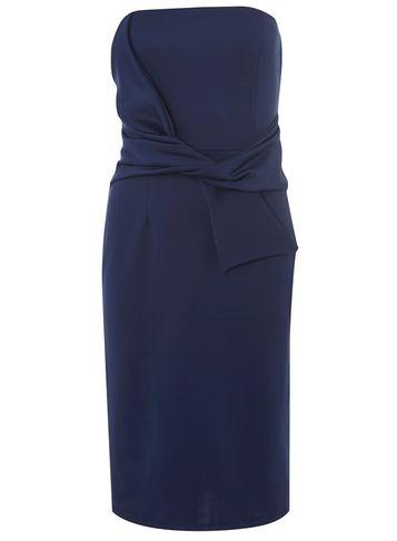 Dorothy Perkins Navy Bandeau Tie Front Bodycon Dress