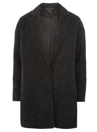 Dorothy Perkins Charcoal Boiled Wool Boyfriend Coat