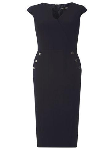 Dorothy Perkins Navy Button Pencil Dress