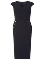 Dorothy Perkins Navy Button Pencil Dress
