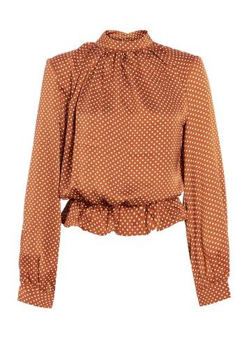 Dorothy Perkins *quiz Towie Rust Polka Dot Peplum Top