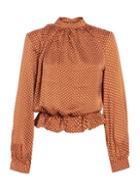 Dorothy Perkins *quiz Towie Rust Polka Dot Peplum Top