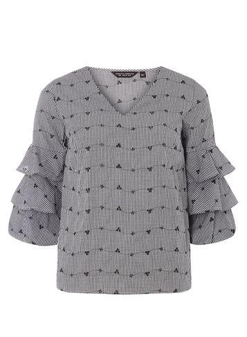 Dorothy Perkins Black Gingham Embroidered Puff Top