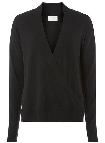 Dorothy Perkins *vila Black Knitted Wrap Top