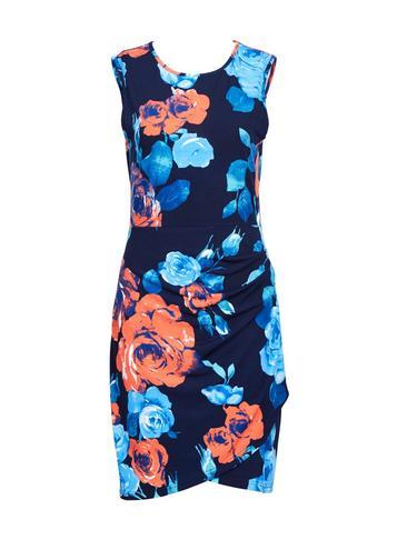 Dorothy Perkins *blue Vanilla Pleat Detail Drape Bodycon Dress