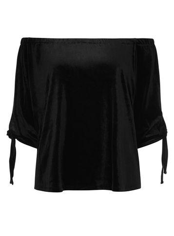 Dorothy Perkins *only Black Velvet Tie Sleeve Top