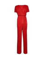 Dorothy Perkins *tall Red Plisse Jumpsuit
