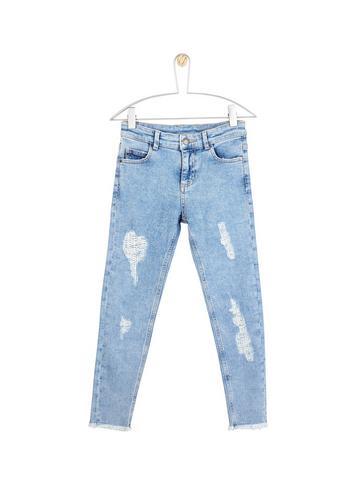 Dorothy Perkins *girls Blue Skinny Jeans With Rips And Frayed Hem 