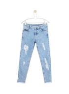Dorothy Perkins *girls Blue Skinny Jeans With Rips And Frayed Hem 