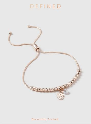Dorothy Perkins Rose Gold Cubic Zirconia Tie Me Up Bracelet