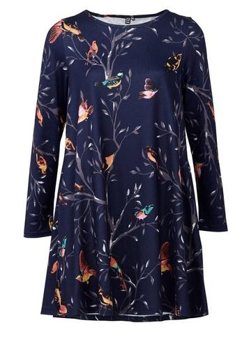 *izabel London Navy Bird Print Swing Dress