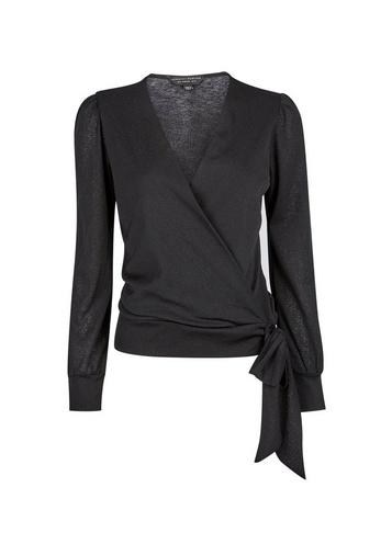 Dorothy Perkins Black Mesh Long Sleeve Wrap Over Top