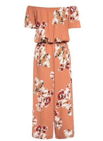 Dorothy Perkins *quiz Terracotta And Cream Jumpsuit