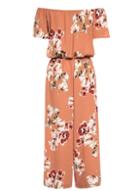 Dorothy Perkins *quiz Terracotta And Cream Jumpsuit