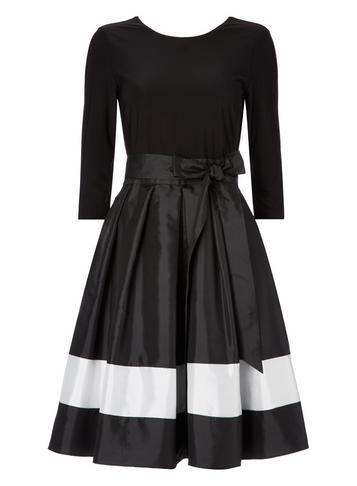 Dorothy Perkins *roman Originals Black And White Colour Block Skater Dress