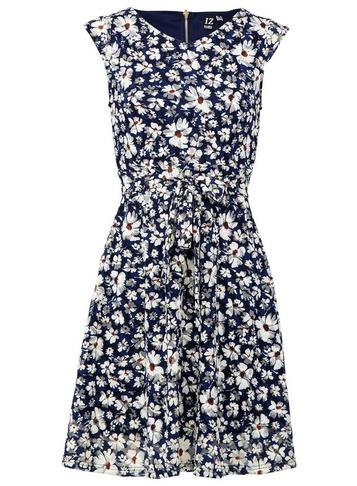*izabel London Navy Daisy Print Lace Dress