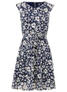 *izabel London Navy Daisy Print Lace Dress