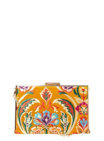 Dorothy Perkins Yellow Oriental Box Clutch Bag