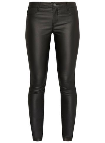 Dorothy Perkins Petite Black 'frankie' Coated Super Skinny Jeans