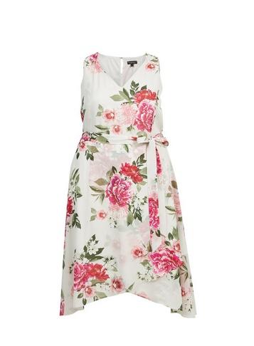 *billie & Blossom Curve Grey Bloom Print Midi Dress