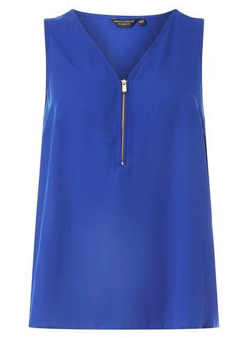 Dorothy Perkins Cobalt Sleeveless Zip Front Top