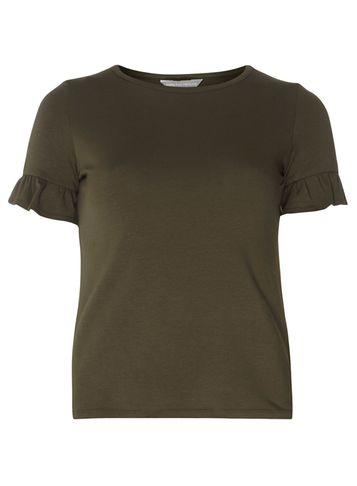Dorothy Perkins Petite Khaki Flutter Sleeve Top