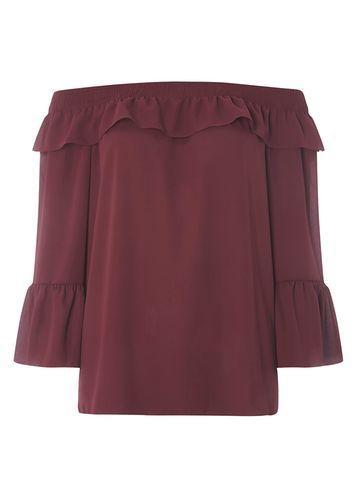 Dorothy Perkins *tall Wine Red Ruffle Bardot Top