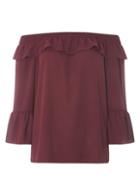 Dorothy Perkins *tall Wine Red Ruffle Bardot Top