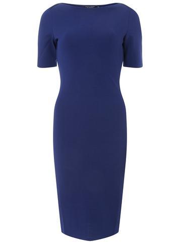 Dorothy Perkins Cobalt Blue Slash Neck Textured Bodycon Dress
