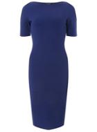 Dorothy Perkins Cobalt Blue Slash Neck Textured Bodycon Dress