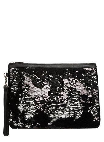 Dorothy Perkins Black Sequin Wristlet Clutch Bag
