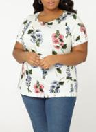 Dorothy Perkins Dp Curve Ivory Floral Print Lace Hem T-shirt