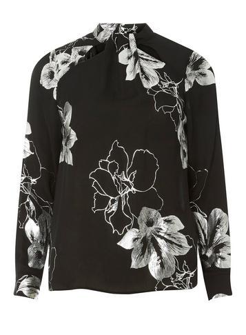 Dorothy Perkins Black Foil Emily Long Sleeve Top