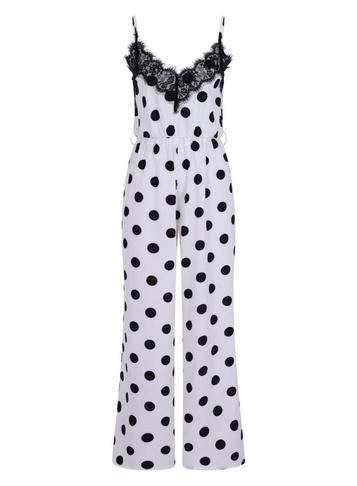 Girls On Film *girls On Film Monochrome Polka Dot Print Jumpsuit