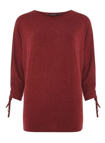 Dorothy Perkins Plum Marl Ruched Sleeve Top