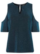 Dorothy Perkins Teal Blue Cold Shoulder Top