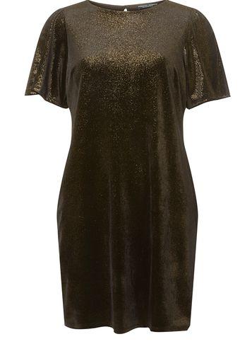 Dorothy Perkins Gold Velvet Shimmer Shift Dress