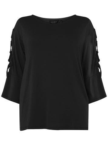 Dorothy Perkins Dp Curve Black Lattice Sleeve T-shirt