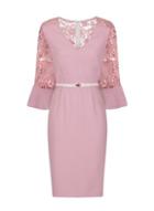 Dorothy Perkins *paper Dolls Pink Lace Belted Pencil Dress