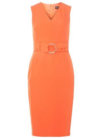 Dorothy Perkins Coral O-ring Belted Pencil Dress