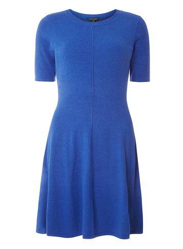 Dorothy Perkins Cobalt Fit And Flare Knitted Dress