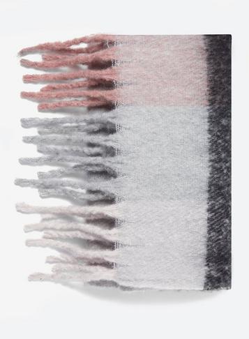 Dorothy Perkins Grey And Pink Colour Heavy Brushed Scarf