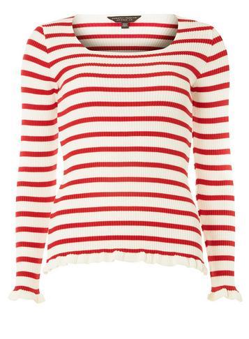 Dorothy Perkins Red Striped Square Neck Jumper