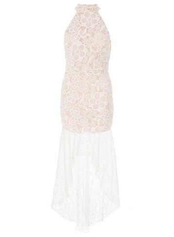 *quiz Cream Nude Crochet Neck Maxi Dress