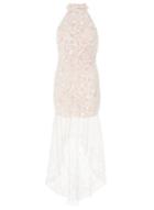 *quiz Cream Nude Crochet Neck Maxi Dress