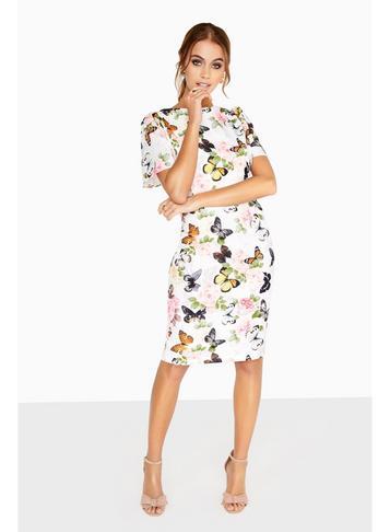 Dorothy Perkins *paper Dolls Multi Coloured Butterfly Print Bodycon Dress
